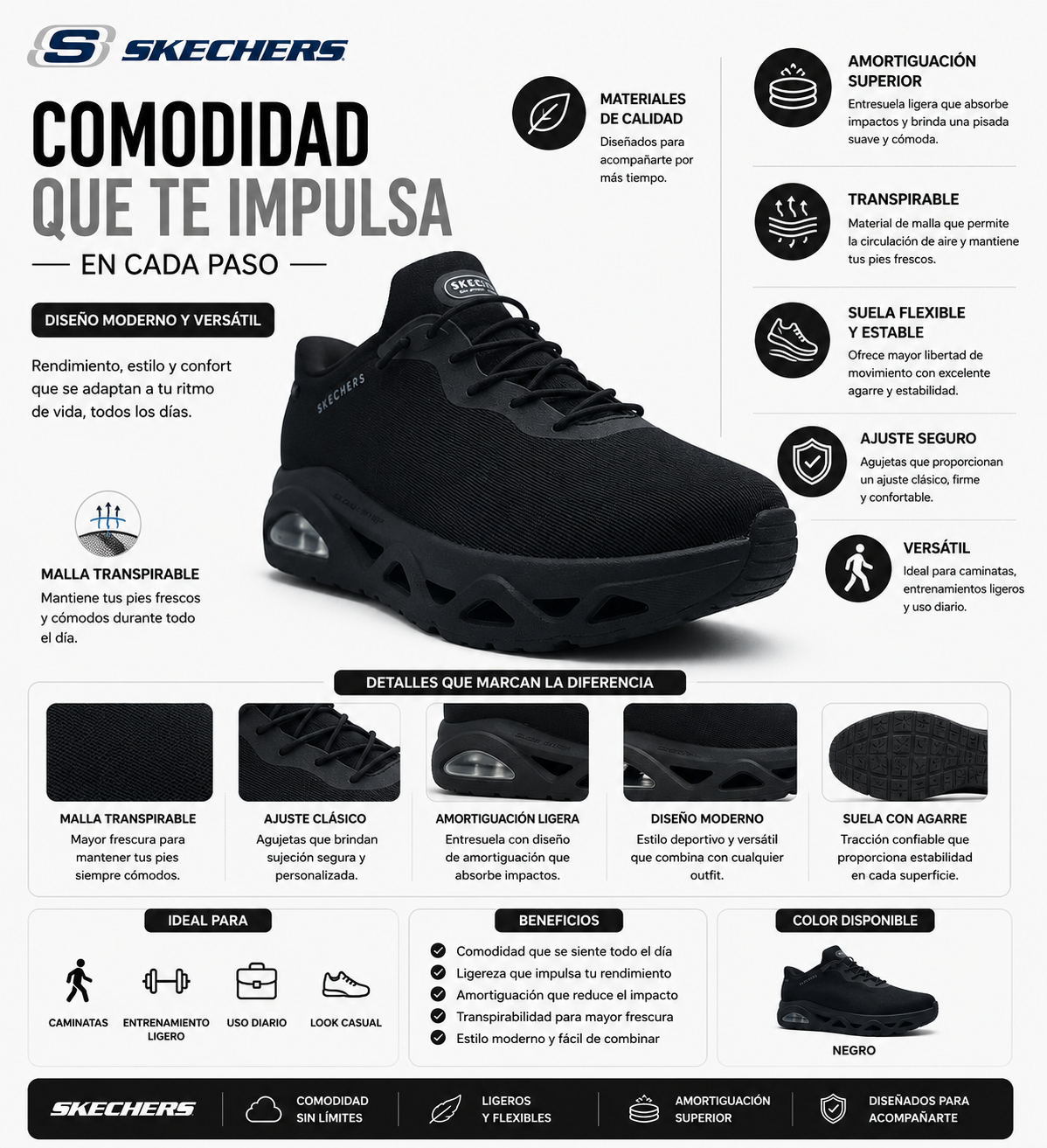 Tenis Skechers Air Gliders Válvula Slip- ins Mujer 190115