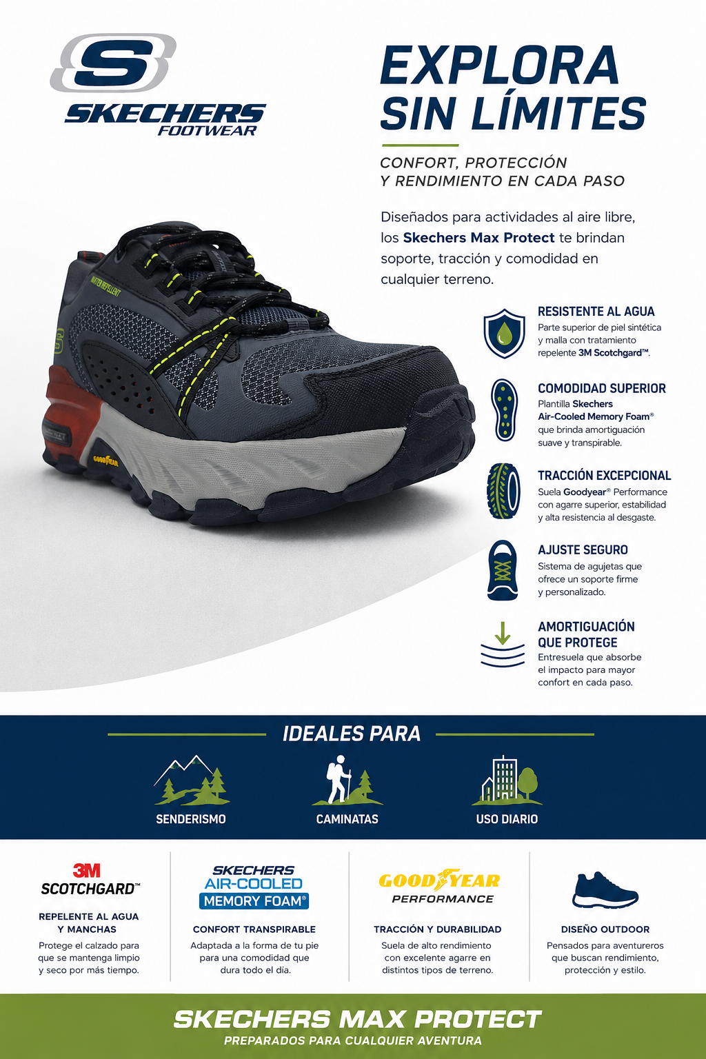 Tenis Skechers Max Protect Outdoor Escalar Hombre 237303