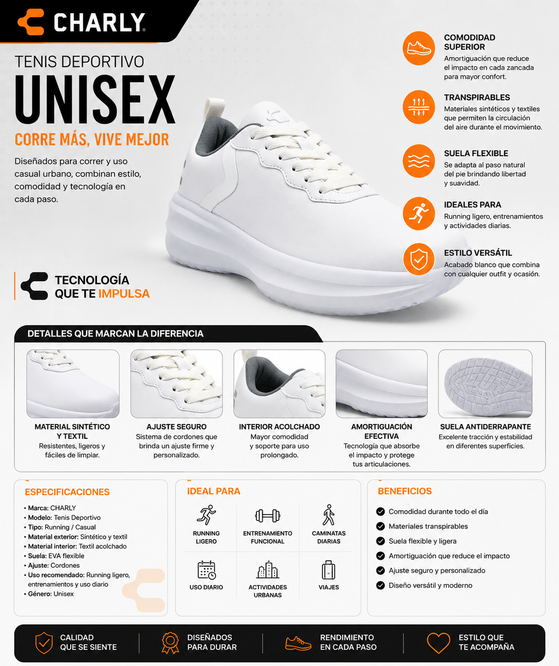 Tenis Charly Cordones Ubano Ligero Casual Unisex 87718