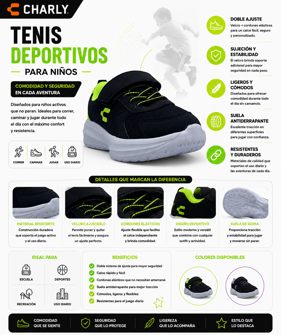 Tenis Charly Velcro Ligero Sport Niño 65607