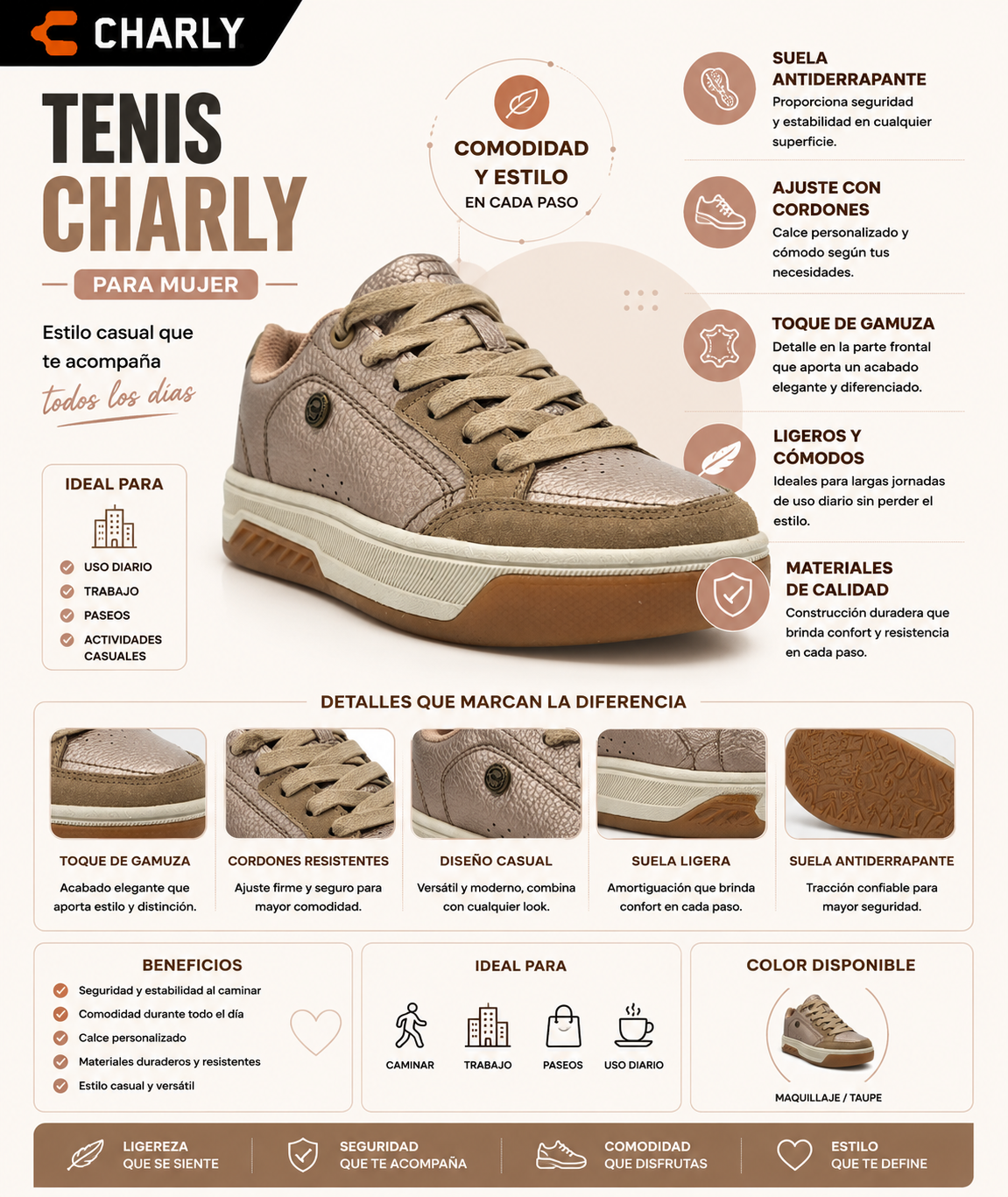 Tenis Charly Casual Cordones Gamuza Mujer 43321