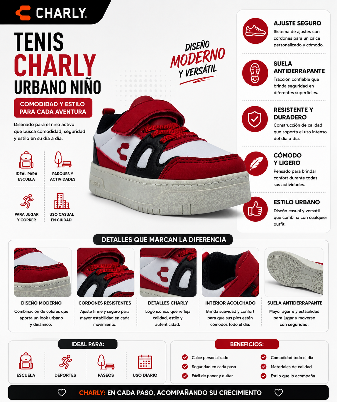 Tenis Charly Urbano Antiderrapante Correr Jugar Niño 65613