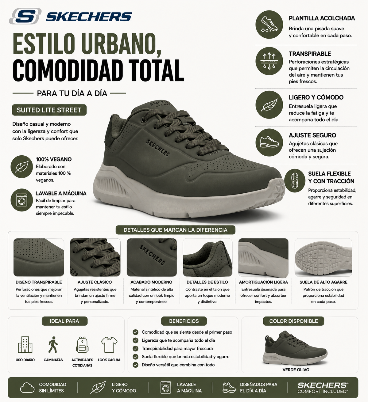 Tenis Skechers Suited Lite Street Contemporane Hombre 183121