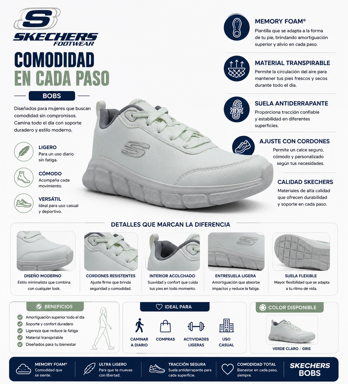 Tenis Skechers Bobs Comodidad Versatil Mujer 896480MX